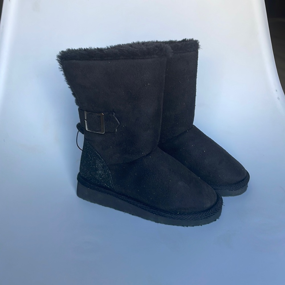 NEW girls black boots with glitter heel SIZE 7 toddler